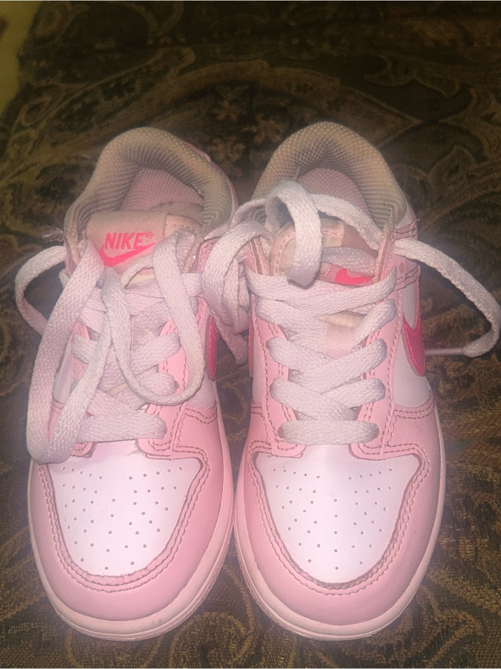 Nike Kids Pink and White Low-Top Sneakers